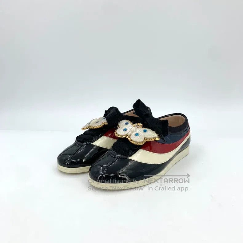 Gucci Gucci Black bow decoration shiny patent leather striped ca Size US 12 / IT 42 - 1 Thumbnail