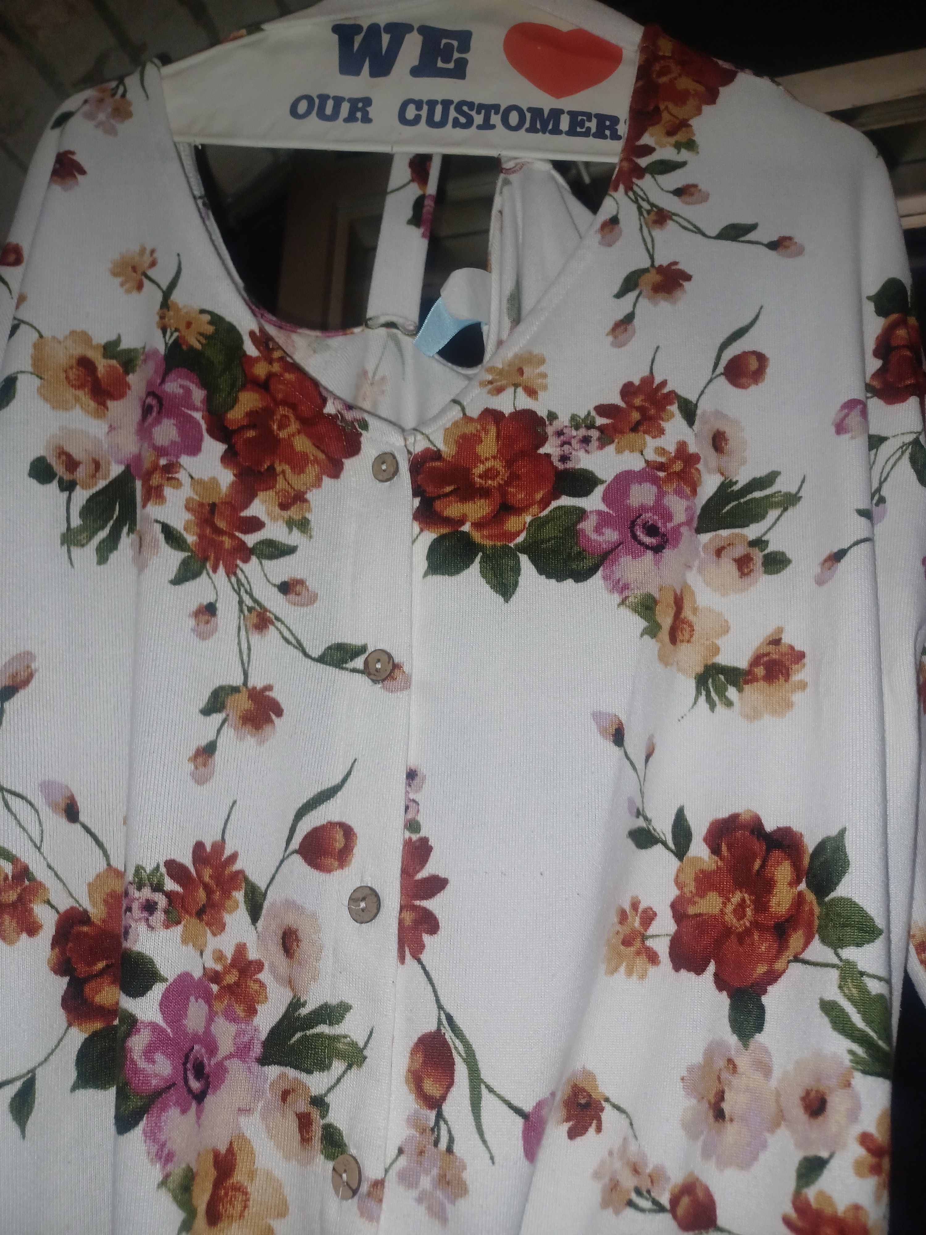 Other M. Fasis Women's Sweater Button-Up 2X White with Flowers Size XXL / US 16-18 / IT 52-54 - 2 Thumbnail