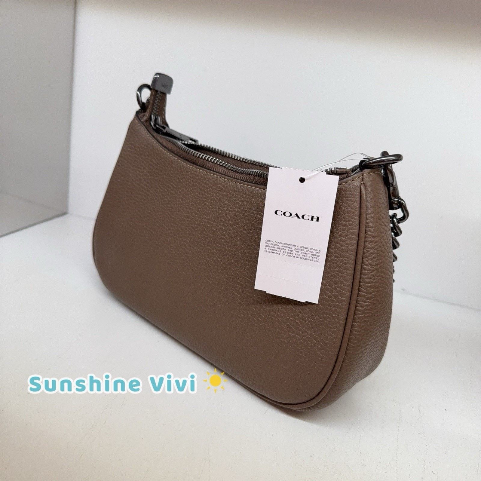 Coach NWT Coach Teri Shoulder Bag CV934 Leather/Qb/Dark Stone Size ONE SIZE - 6 Thumbnail