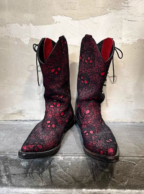 Number (N)ine Number (N)ine 05SS Skull Spider Pointed-Toe Long Boots Size US 6 / EU 39 - 1 Thumbnail