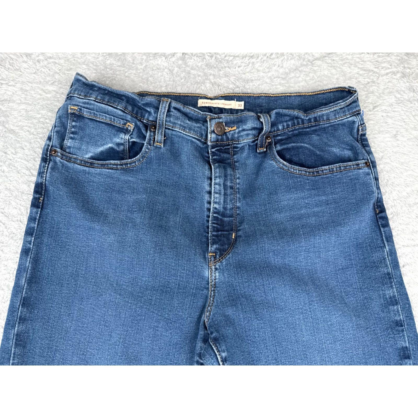 Levi's Levi's Jeans Womens 33 Blue Denim Big E 724 High Rise Straight Fit Cotton 33x30 Size 24" / US 00 / IT 34 - 4 Thumbnail