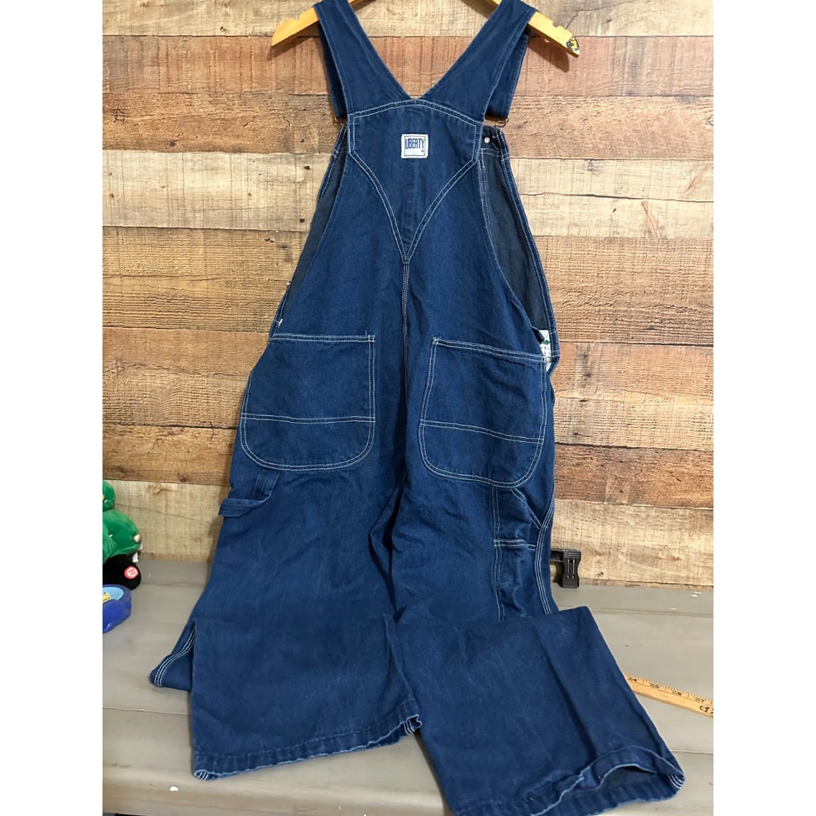 Denime Liberty Bib Overalls Denim Blue Unlined 38x30 Men Regular Zipper Fly Carpenter Barn Chore Size US 38 / EU 54 - 4 Thumbnail