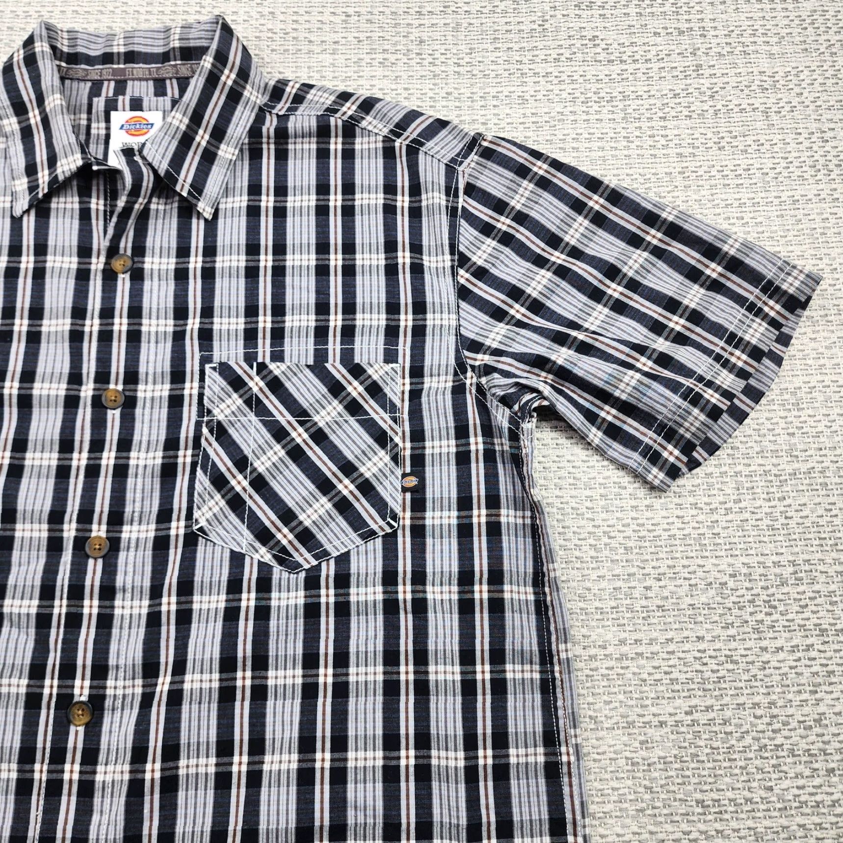 Dickies Dickies Shirt Mens M Gray Black Blue Plaid Short Sleeve Workwear Button Up Size US M / EU 48-50 / 2 - 2 Thumbnail
