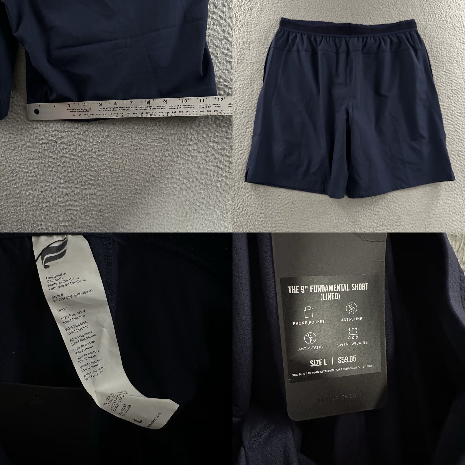 Fabletics Fabletics Shorts Mens Blue Size Large The Fundamental Short Polyester Blend Athletic Activewear Size US 33 - 8 Thumbnail