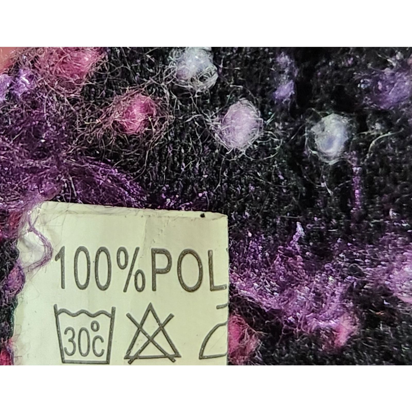 Other Purple Black Multi Textured Woven Scarf With Tassels Stretch Size ONE SIZE - 3 Thumbnail