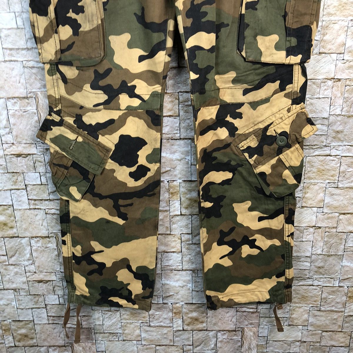 Japanese Brand Matchstick Camo Brown Cargo Multipocket Pants #A138 Size US 31 - 7 Thumbnail