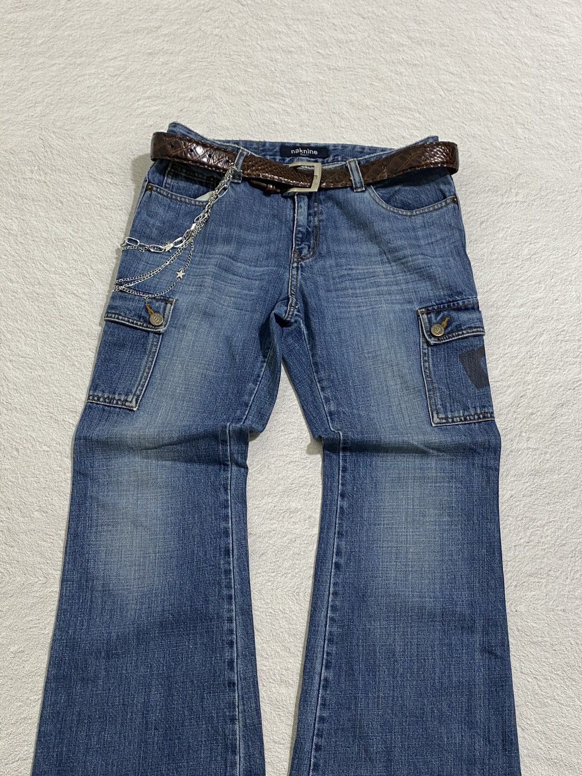If Six Was Nine × Japanese Brand × Le Grande Bleu (L.G.B.) CRAZY❤️‍🔥 Naknine Flare cargo jeans Size US 29 - 3 Thumbnail