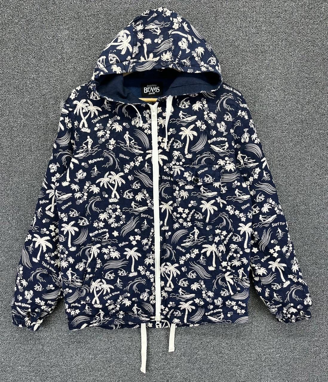 Beams Plus Vintage Beams Hawaiian Surf Hoodie Jacket Size M / US 6-8 / IT 42-44 - 1 Thumbnail