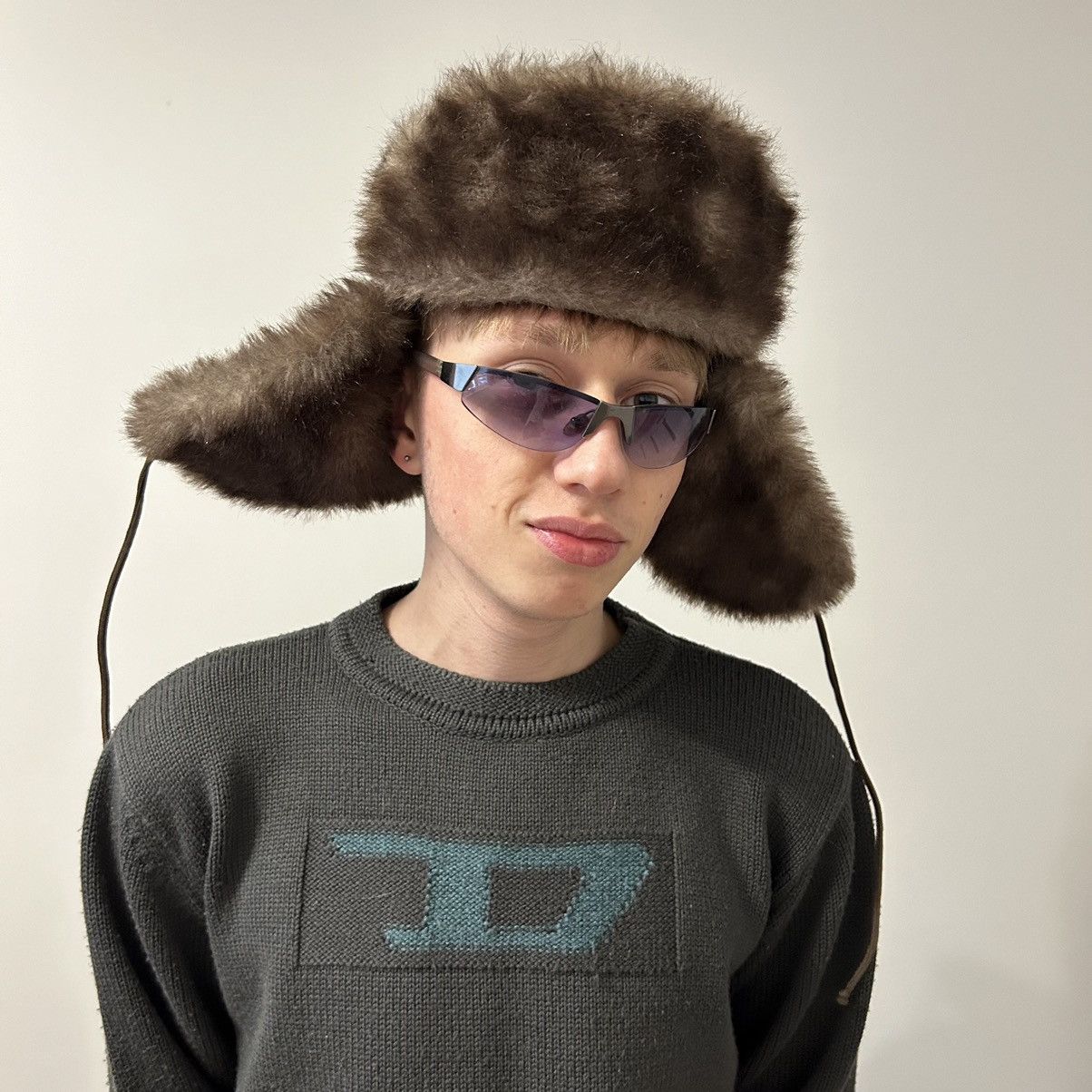 image of 20471120 x Avant Garde True Vintage Fuzzy Mohair Japanese Ushanka Hat Avant Garde in Brown, Men's