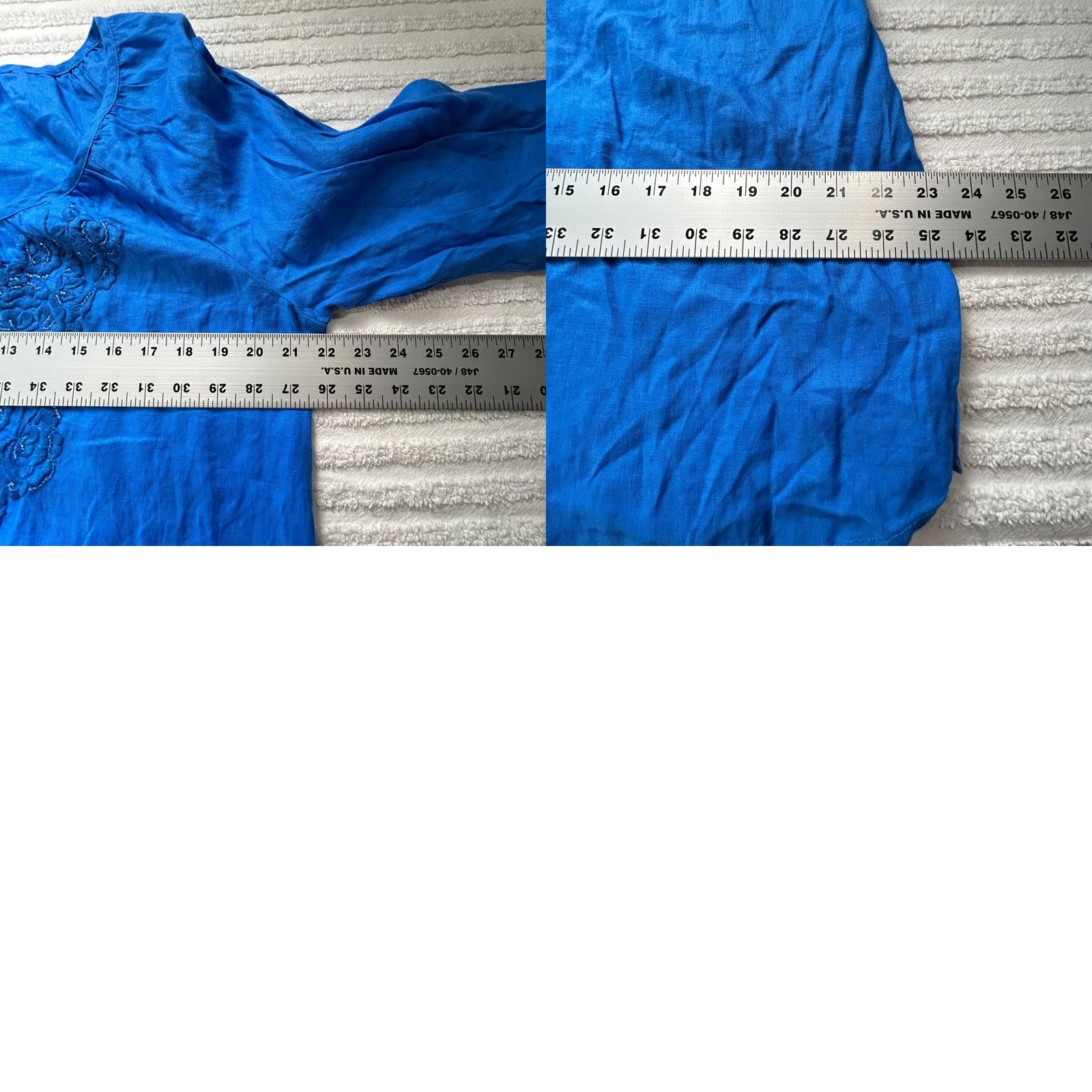 Charter Club Charter Club Womens Linen Embroidered V-Neck Tunic Blouse Blue 0X New Size XL / US 12-14 / IT 48-50 - 8 Thumbnail