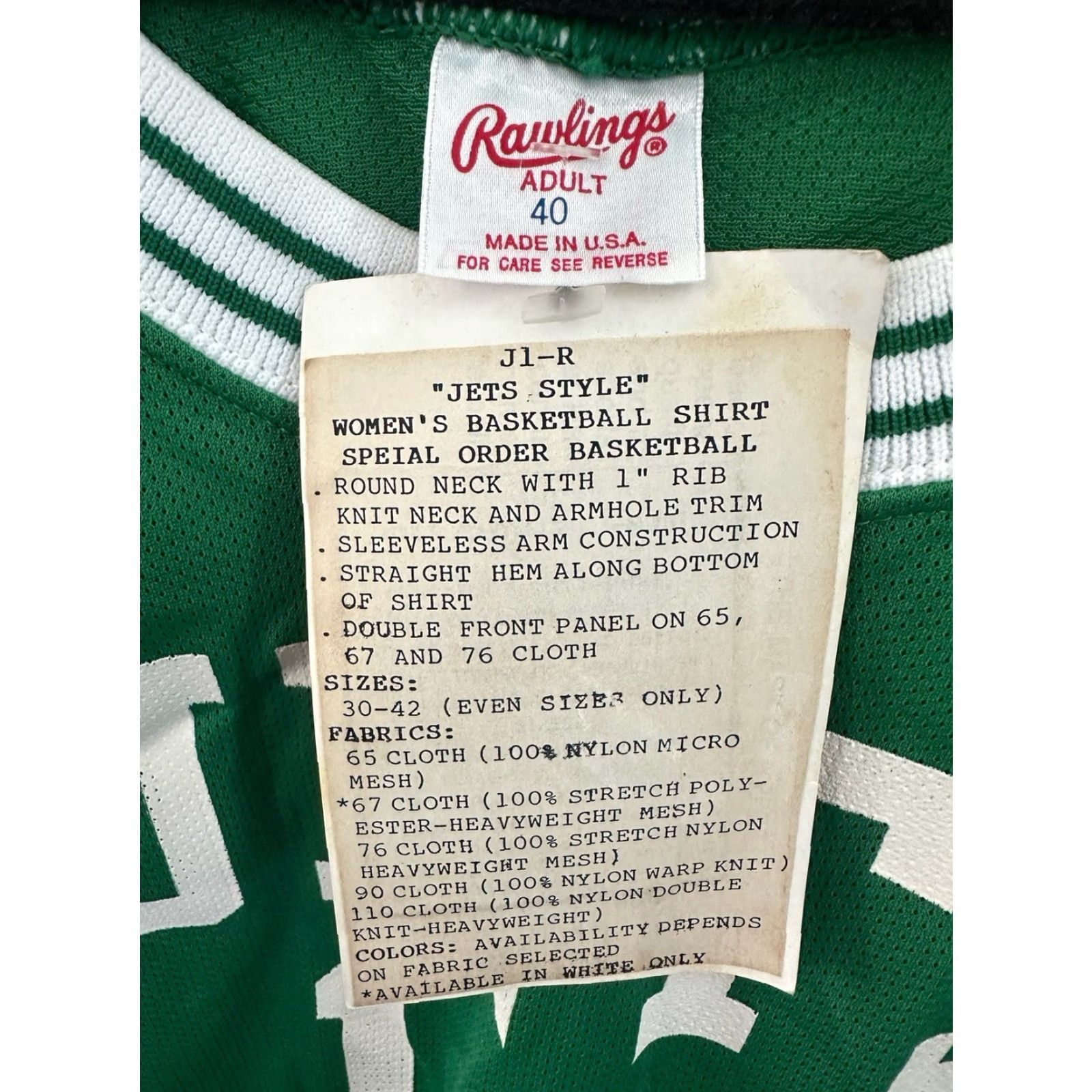 Vintage VINTAGE Rawlings Jersey Women's Basketball Tank L Green 90s 40" Large Deadstock NWT USA Jets Graphic Size L / US 10 / IT 46 - 5 Thumbnail