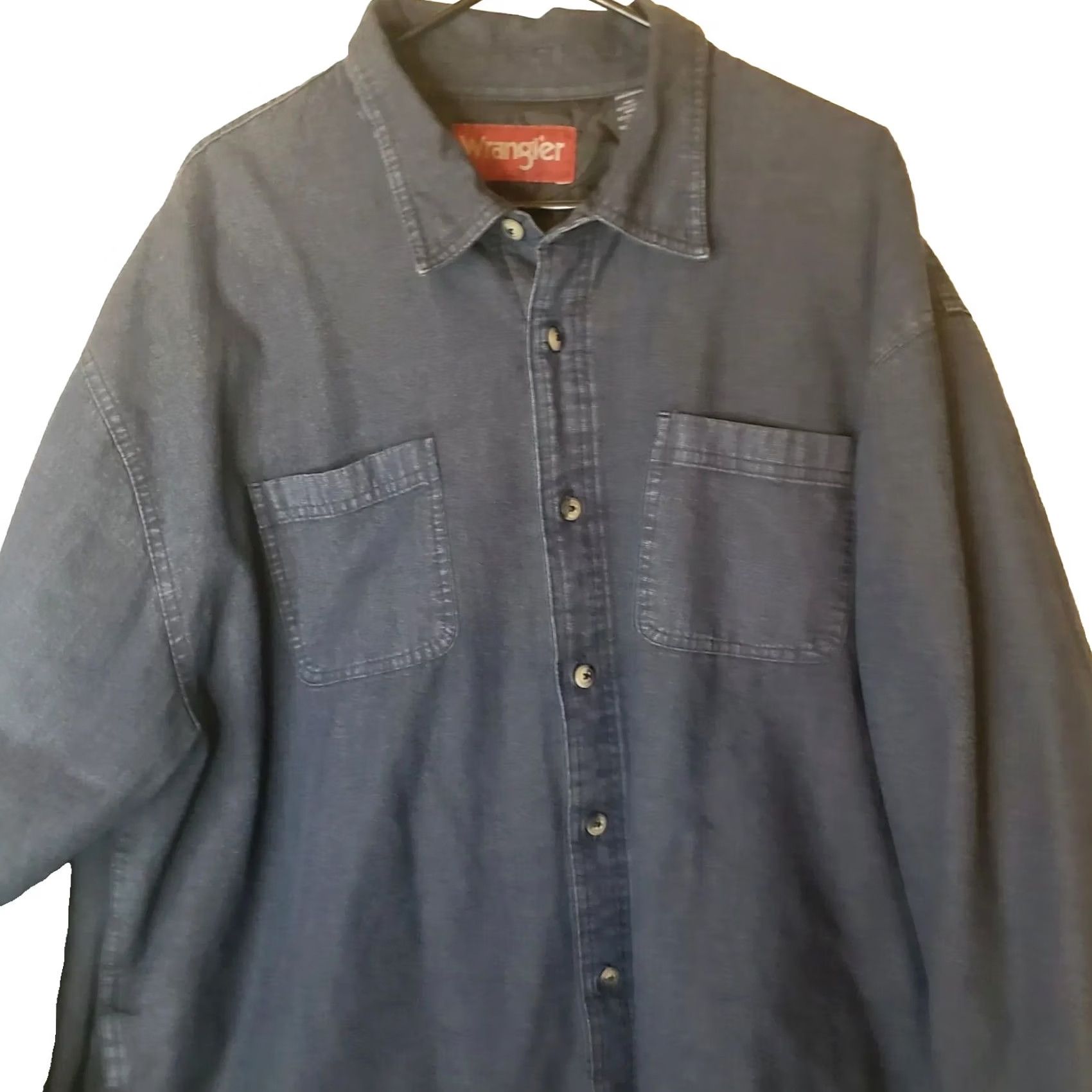 Wrangler Wrangler Shacket Men's 2XL Blue Canvas Quilted Insulated Button Up Shirt Jacket Size US XXL / EU 58 / 5 - 2 Thumbnail