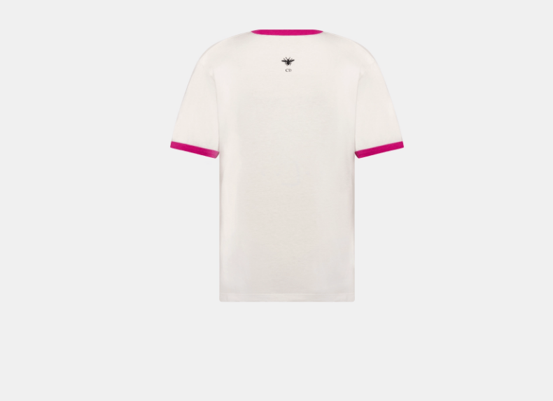 Dior o1w1db11225 453T40 T-Shirt in White/Fuchsia Size L / US 10 / IT 46 - 2 Thumbnail