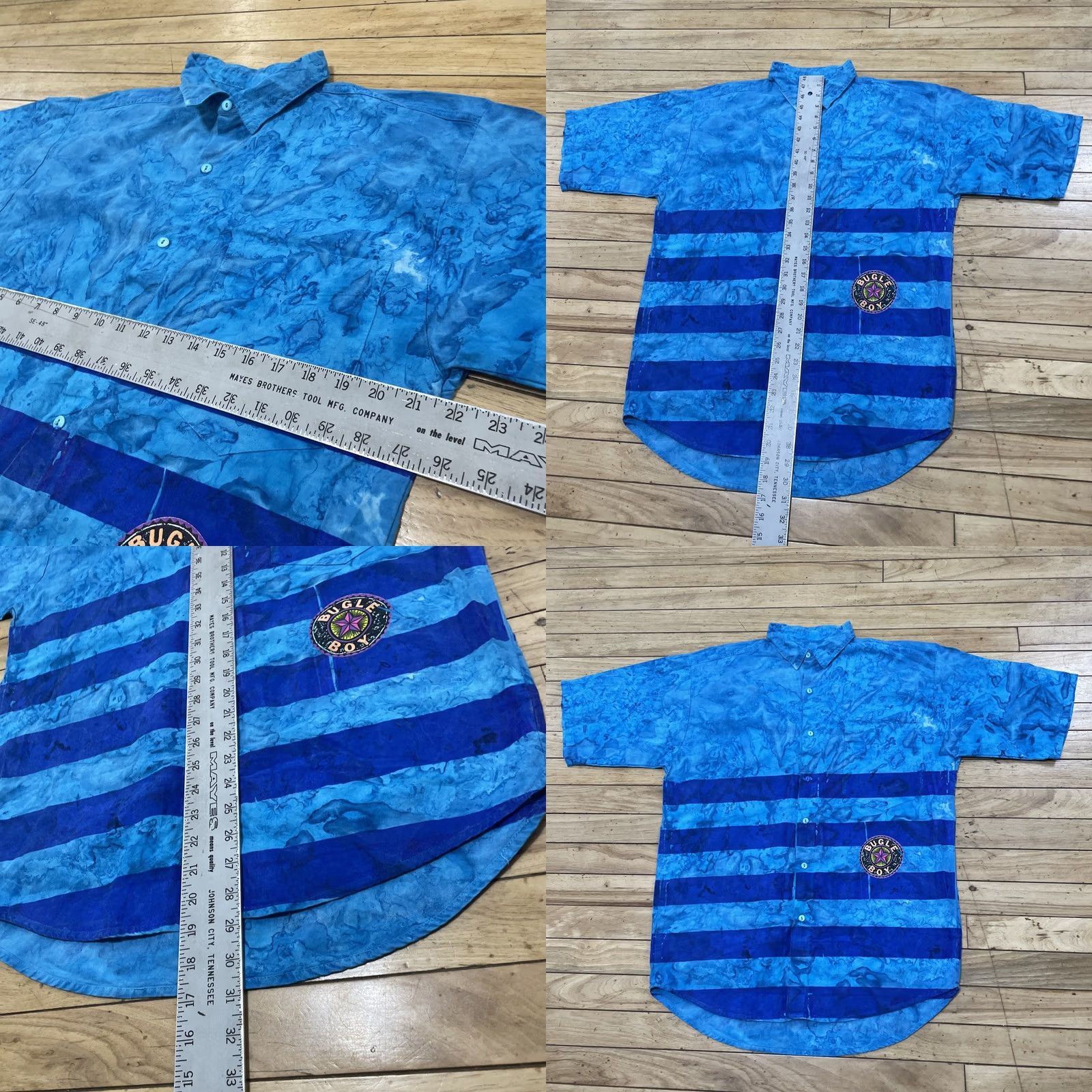 Bugle Boy VINTAGE Bugle Boy Shirt Men M Surf Grunge Abstract 90s Y2k Tie Dye Paint Stripe Blue Tie Dye Striped Button-Up Size US M / EU 48-50 / 2 - 8 Thumbnail