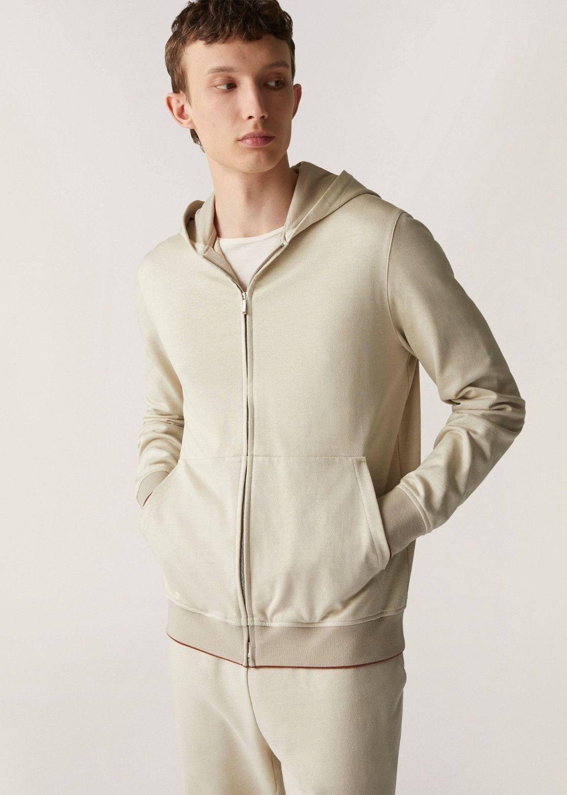 Loro Piana o1srvl11e1024 Cairns Bomber Jacket in Beige Size US L / EU 52-54 / 3 - 3 Thumbnail