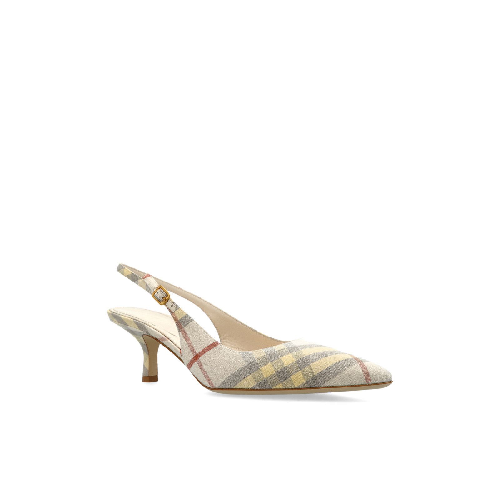 Burberry BURBERRY Beige Heels With A Check Pattern New & Authentic (W Size US 9 / IT 39 - 2 Thumbnail