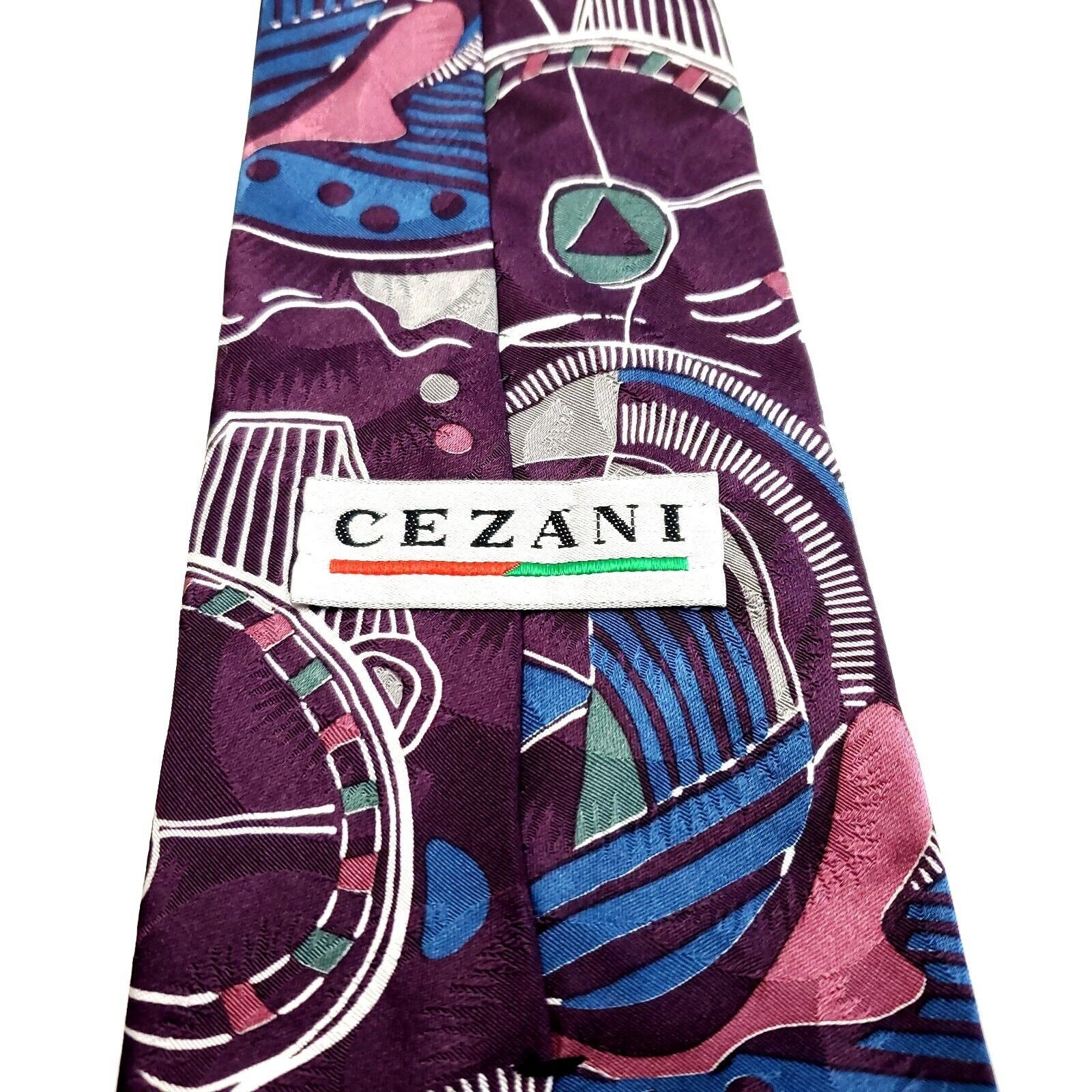 Designer Cezani Silk Tie Print Abstract Purple Wide Size ONE SIZE - 4 Thumbnail