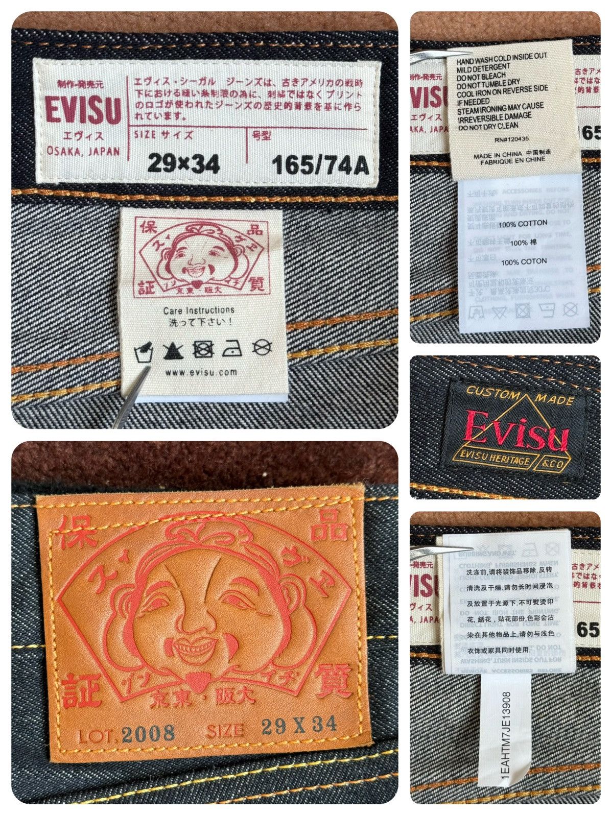 Evisu evisu Koi embroidery daicock style denim jeans size：29x34 Size US 29 - 3 Thumbnail