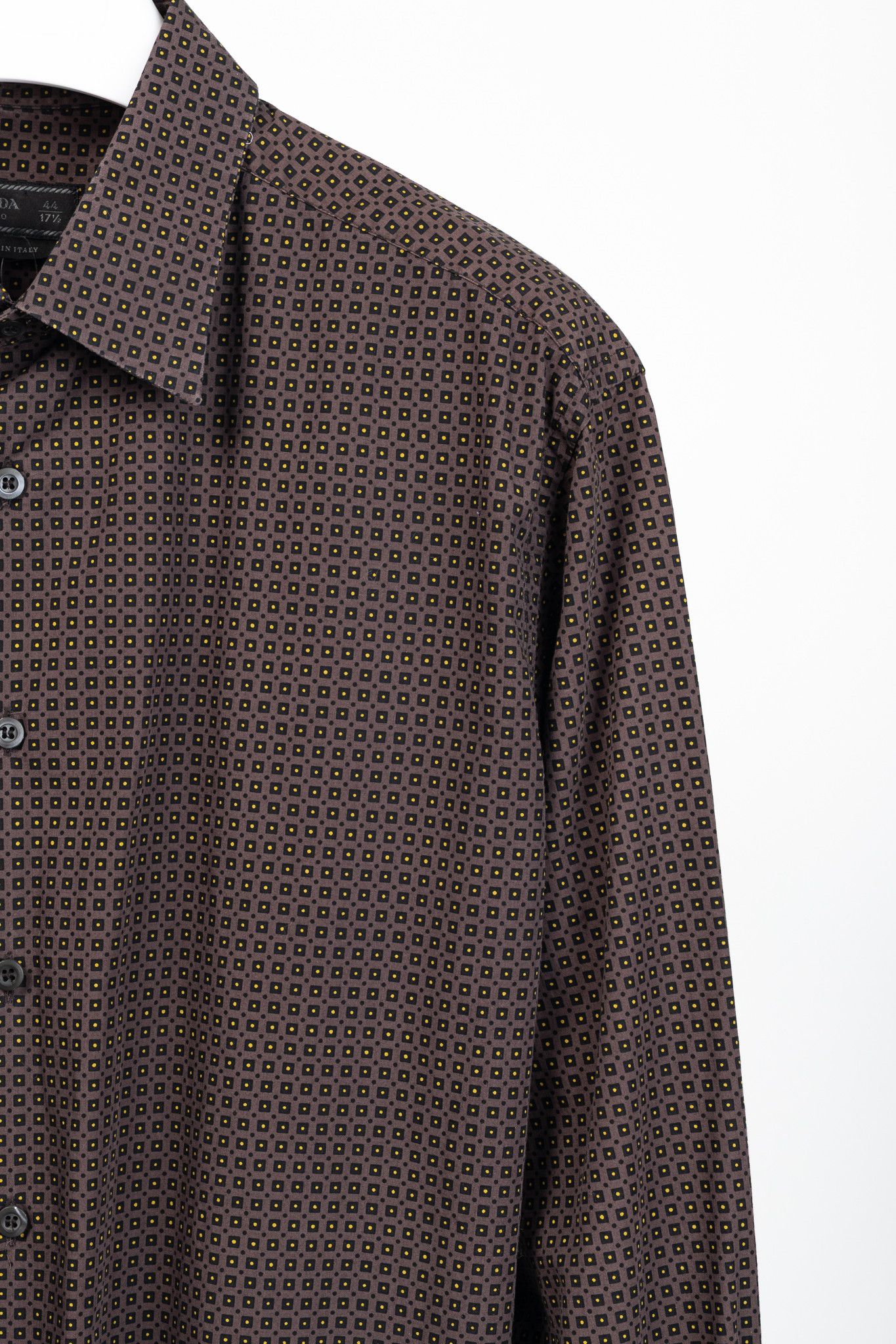 Prada Prada Dotted-Square-Print Cotton-Poplin Buttoned Shirt Size US XL / EU 56 / 4 - 5 Thumbnail