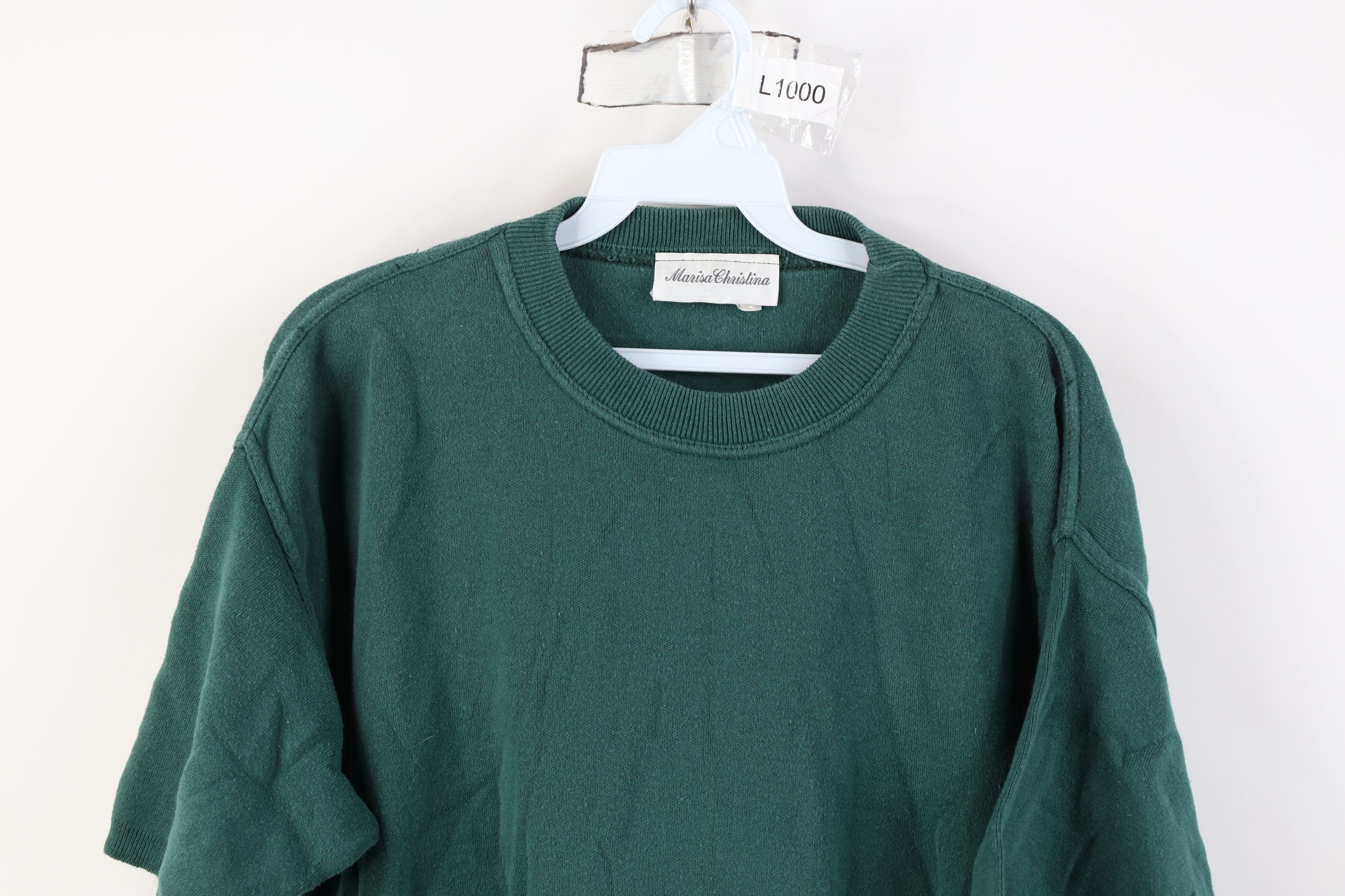 Vintage Vintage 90s Streetwear Ribbed Short Sleeve Sweater Green Size M / US 6-8 / IT 42-44 - 2 Thumbnail