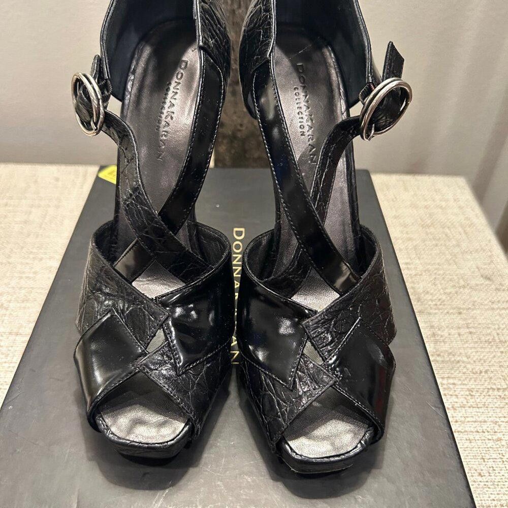 Donna Karan DK Collection Croc Embossed & Patent Leather Stiletto Size US 9 / IT 39 - 4 Thumbnail