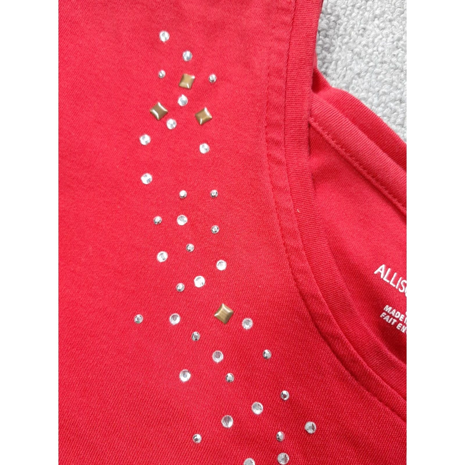 Vintage Allison Daley Womens S Short Sleeve Top Red Embellished Shirt Shirt Size S / US 4 / IT 40 - 2 Thumbnail