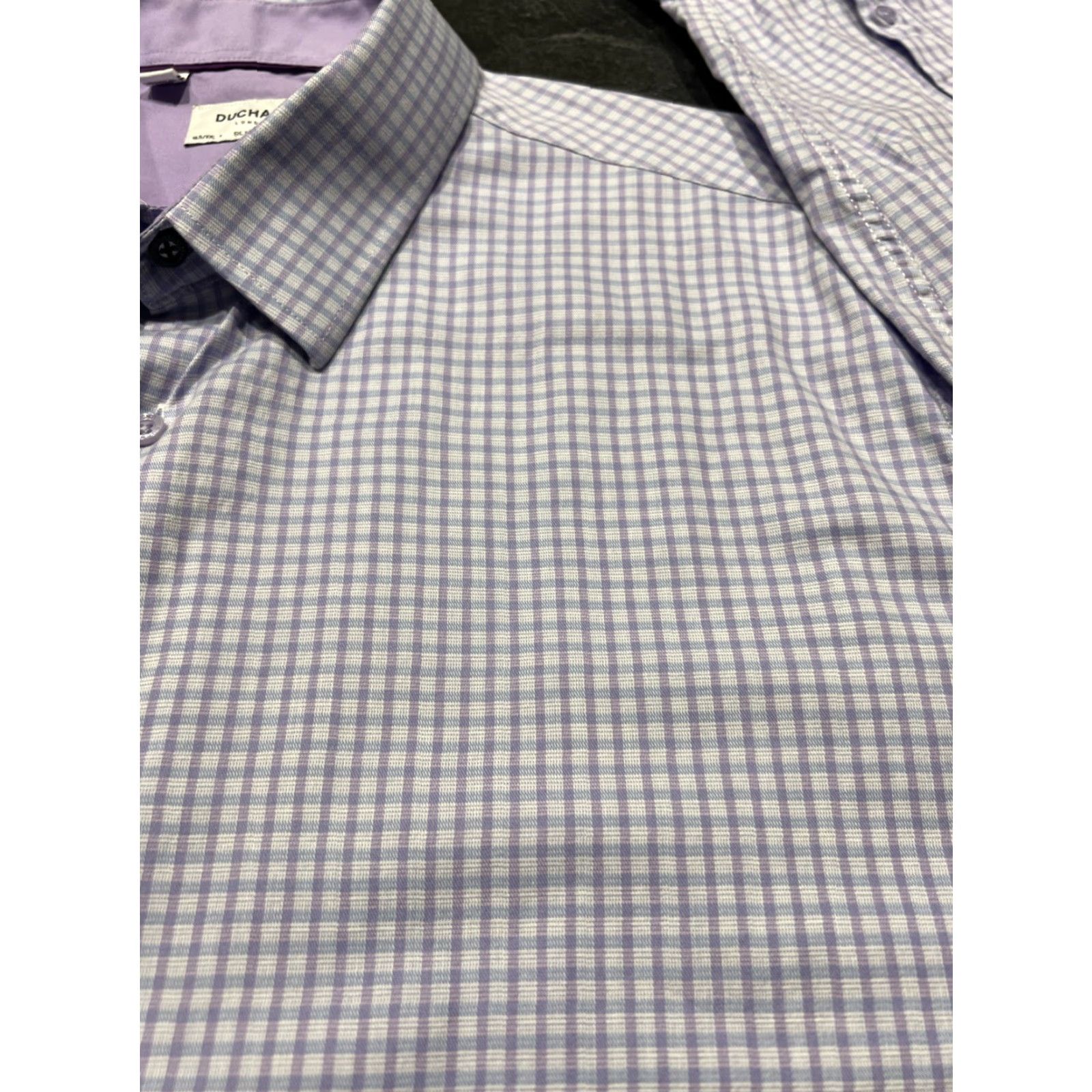 47 Duchamp London Dress Shirt Slim Stretch Lavender Plaid 18.5 47 Size 18.5in Regular Men Size US XXL / EU 58 / 5 - 3 Thumbnail