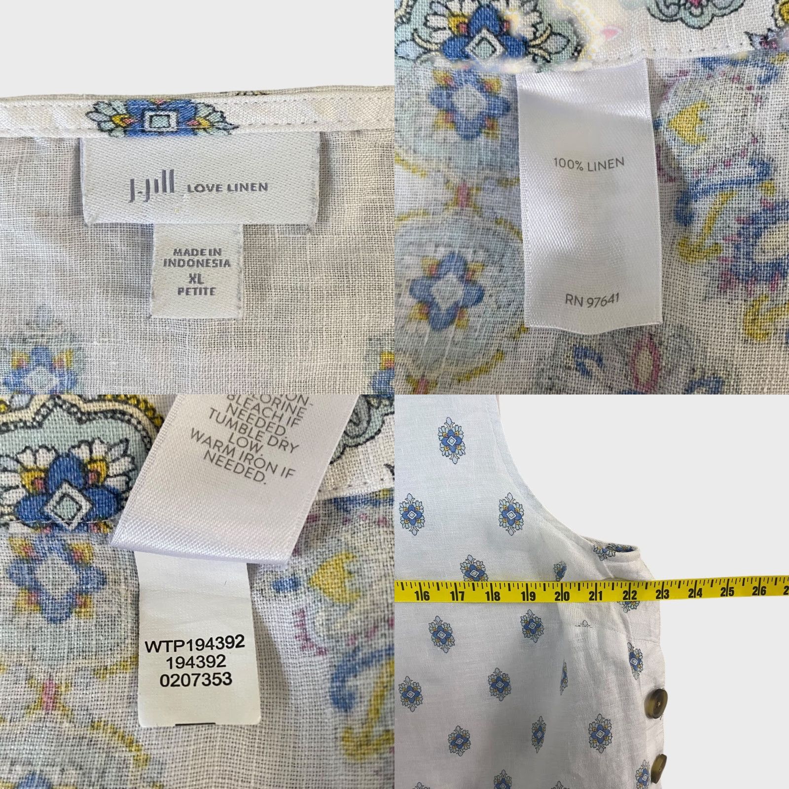 J. Jill VINTAGE J.Jill Linen Tank Top Women PXL White Boho Coastal Casual Sleeveless Summer Size XL / US 12-14 / IT 48-50 - 8 Thumbnail