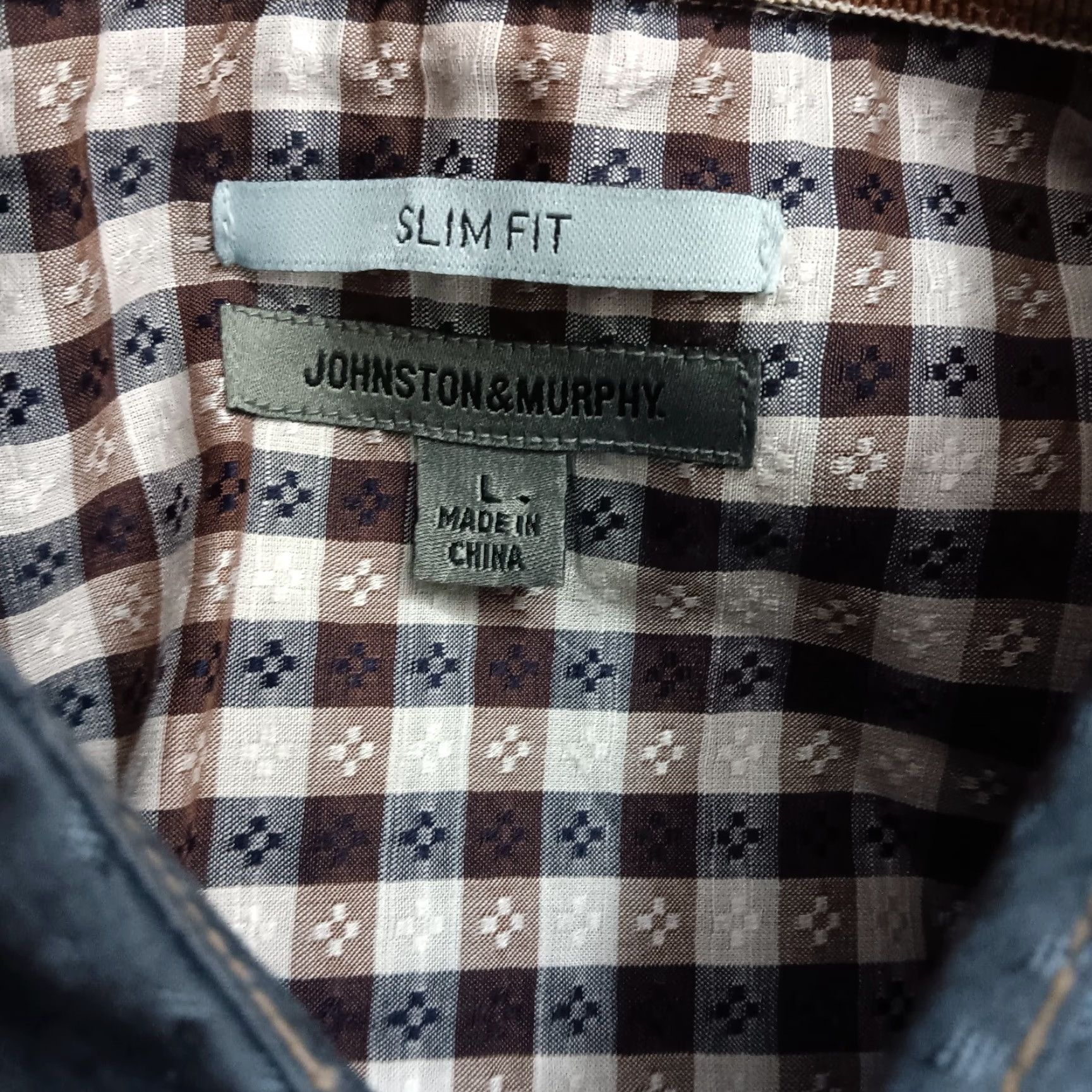 Johnston & Murphy Johnston & Murphy Shirt Men L Slim Blue Diamond Woven Cotton Button Up Short Sleeve Collared Button-Front Shirt Size US L / EU 52-54 / 3 - 3 Thumbnail