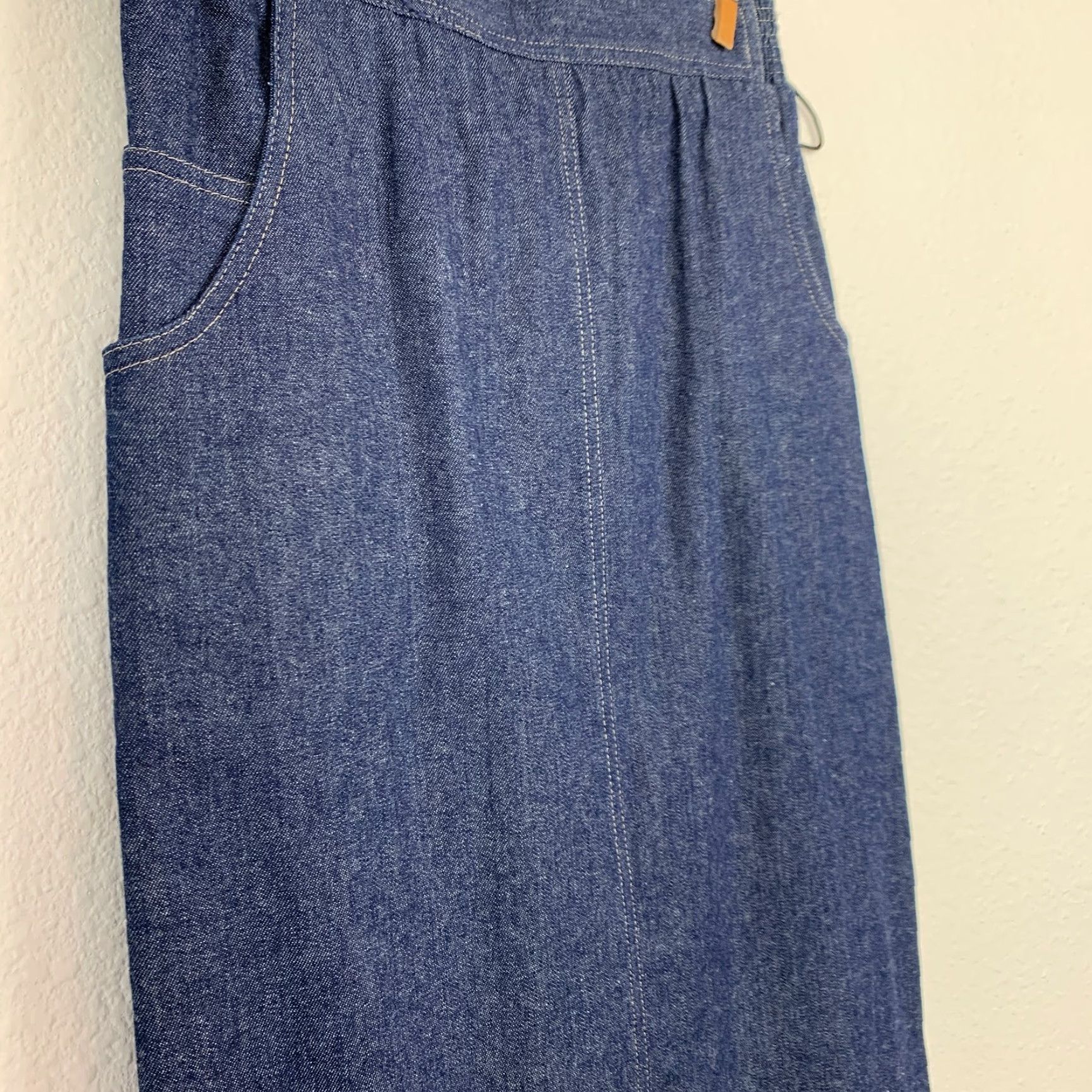 Vintage VINTAGE Sasson Denim Pencil Skirt Dark Blue 14 1970s Secretary/Geek Style Womens Size 36" / US 14 / IT 50 - 2 Thumbnail