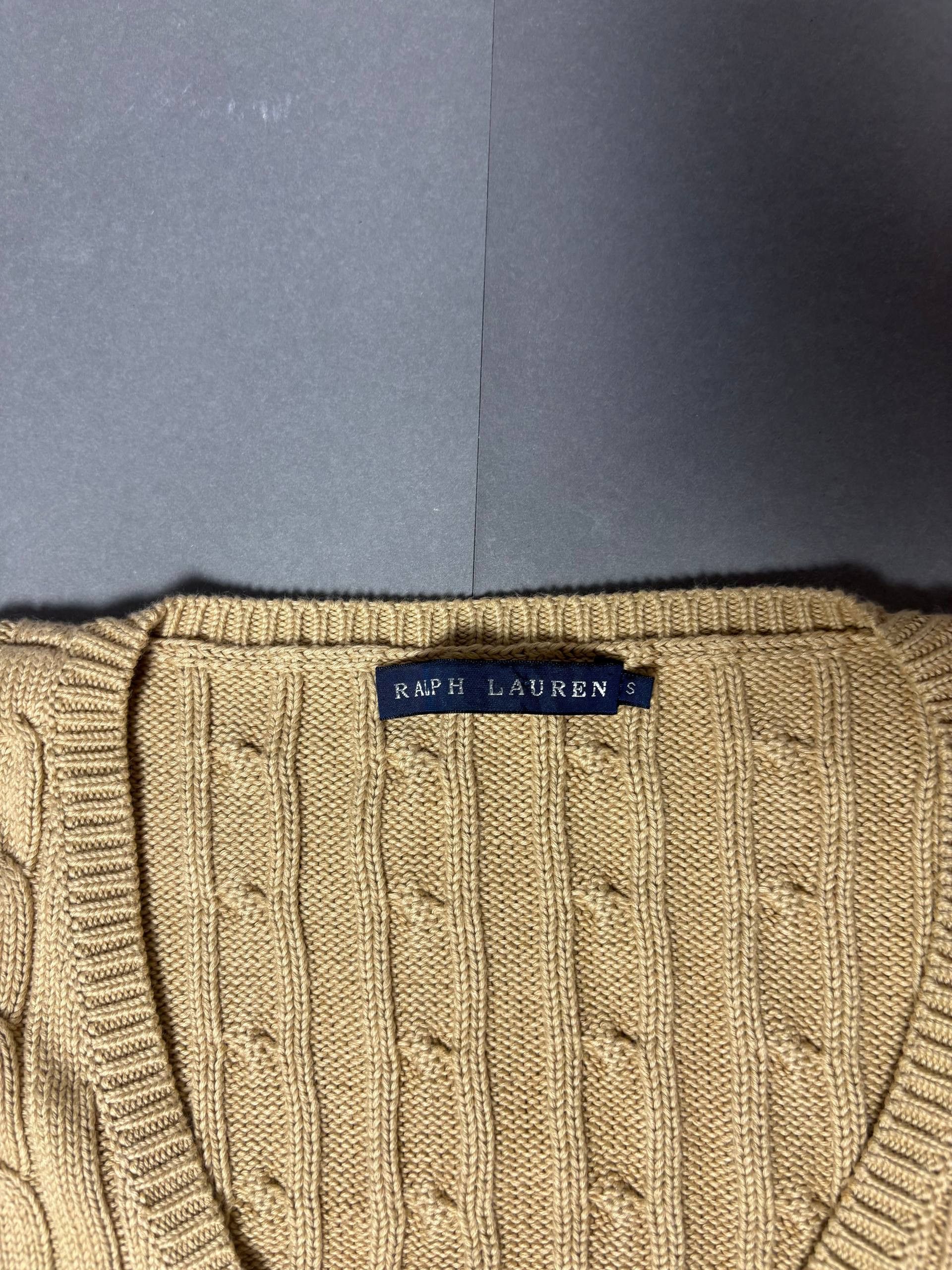 Polo Ralph Lauren Vintage Woman's Polo Ralph Lauren Cable Knit V-Neck Sweater Size S / US 4 / IT 40 - 3 Thumbnail