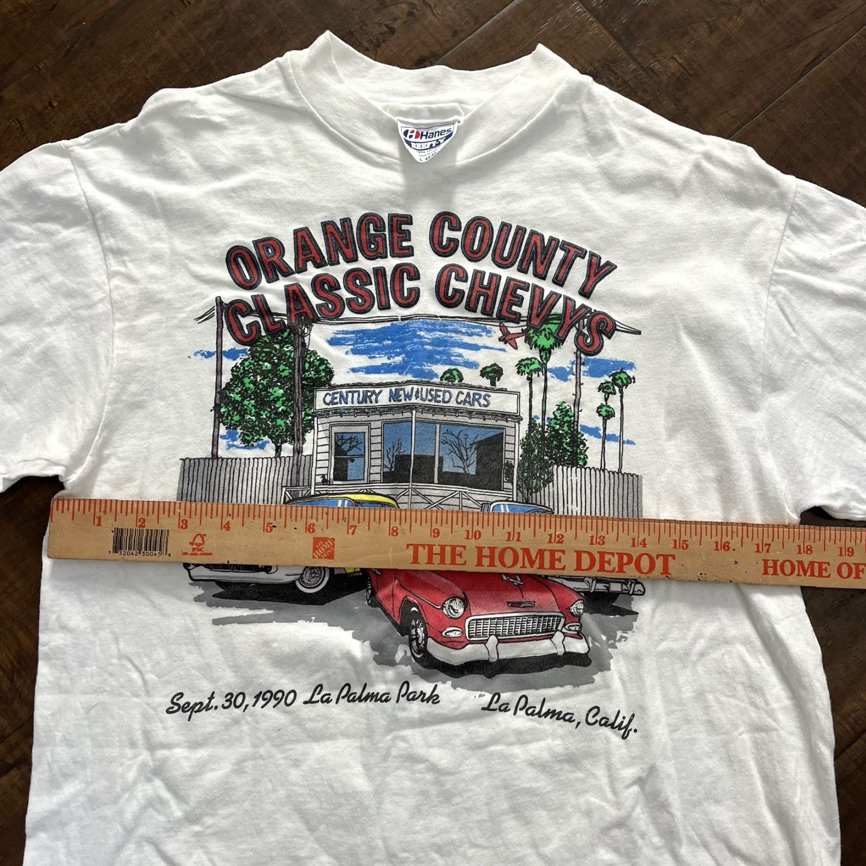 Hanes VINTAGE Hanes Chevrolet Bel Air T-Shirt 90s Classic Car Hot Rod Lowrider Adult Large White Mens Size US L / EU 52-54 / 3 - 4 Thumbnail