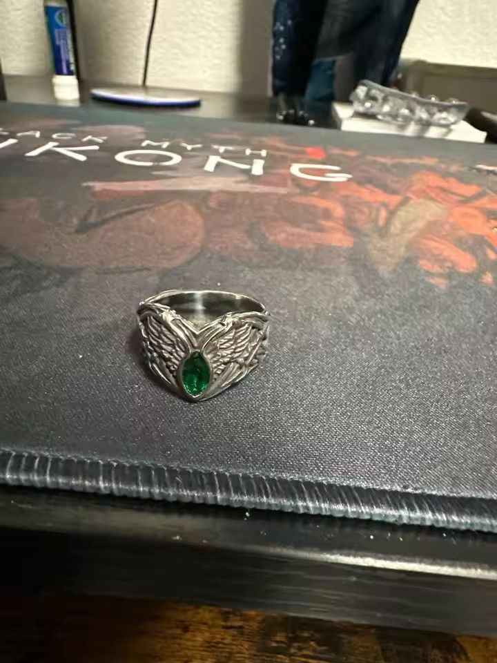Jewelry Eagle Wings With Green Zircon Stones Ring Size ONE SIZE - 5 Thumbnail