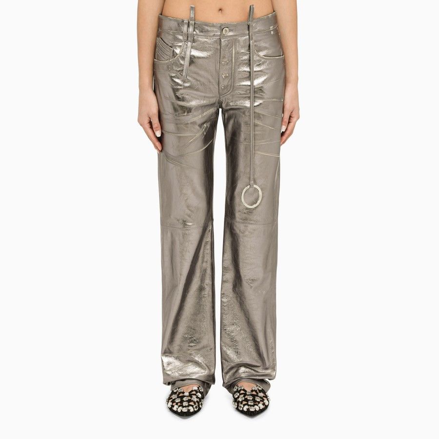 The Attico o1d2blof1024 Leather Trouser in Silver Size 28" / US 6 / IT 42 - 1 Thumbnail