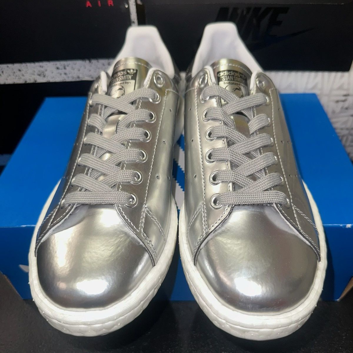 Adidas Size 7.5W - adidas Stan Smith Boost Metallic Silver - BB0108 Size US 7.5 / IT 37.5 - 4 Thumbnail