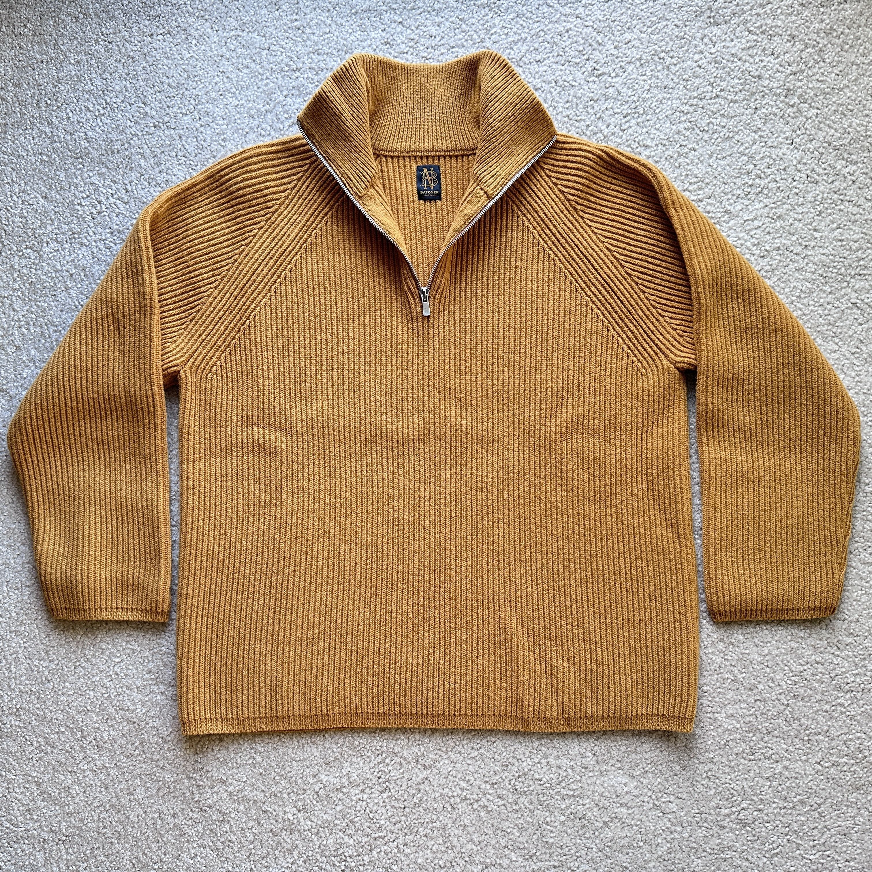 Batoner Batoner Solid Wool Knit Sweater Gold 1/4 Zip Size US M / EU 48-50 / 2 - 1 Thumbnail
