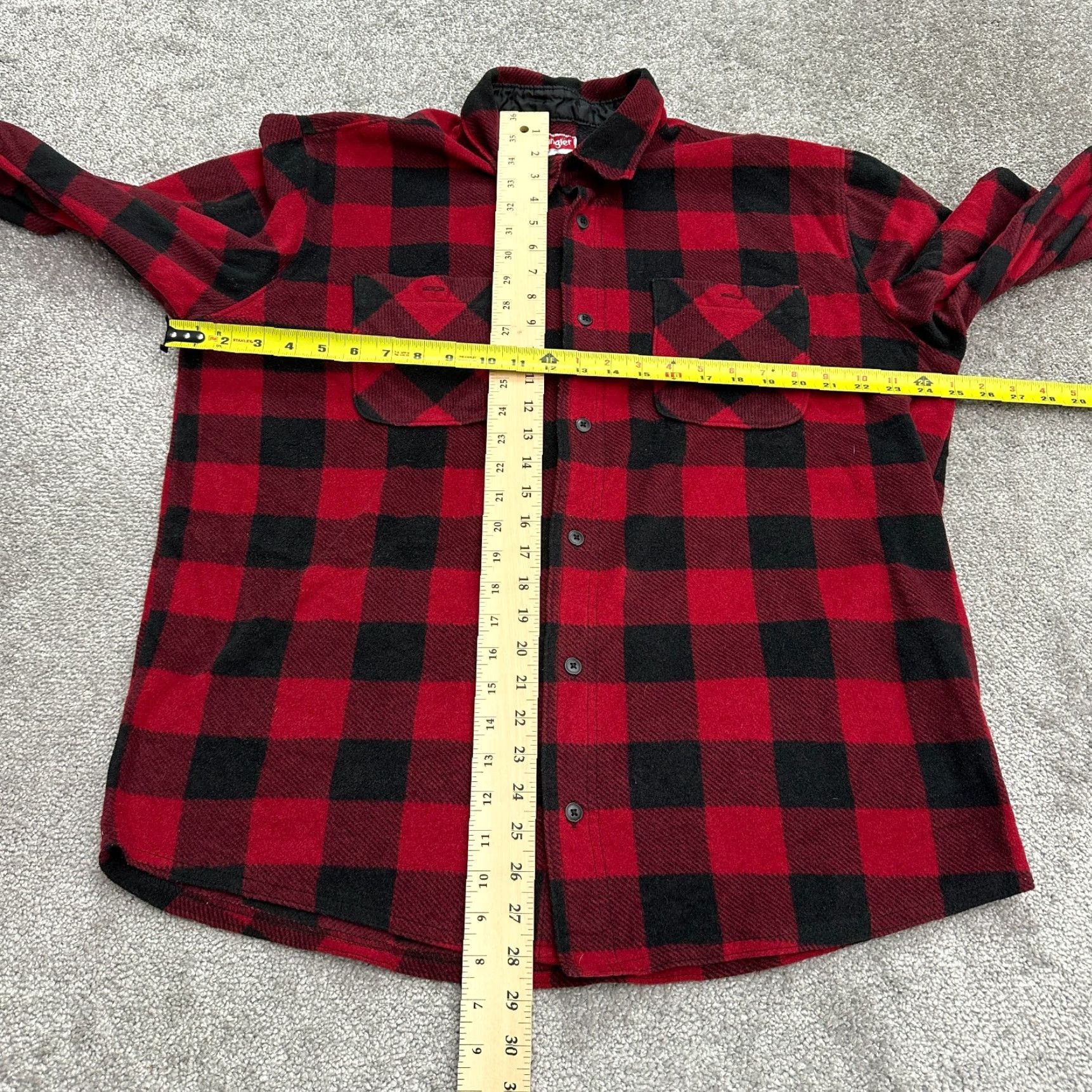Wrangler VINTAGE Wrangler Flannel Shirt Jacket Men L Red Black Plaid Long Sleeve Size US L / EU 52-54 / 3 - 7 Thumbnail