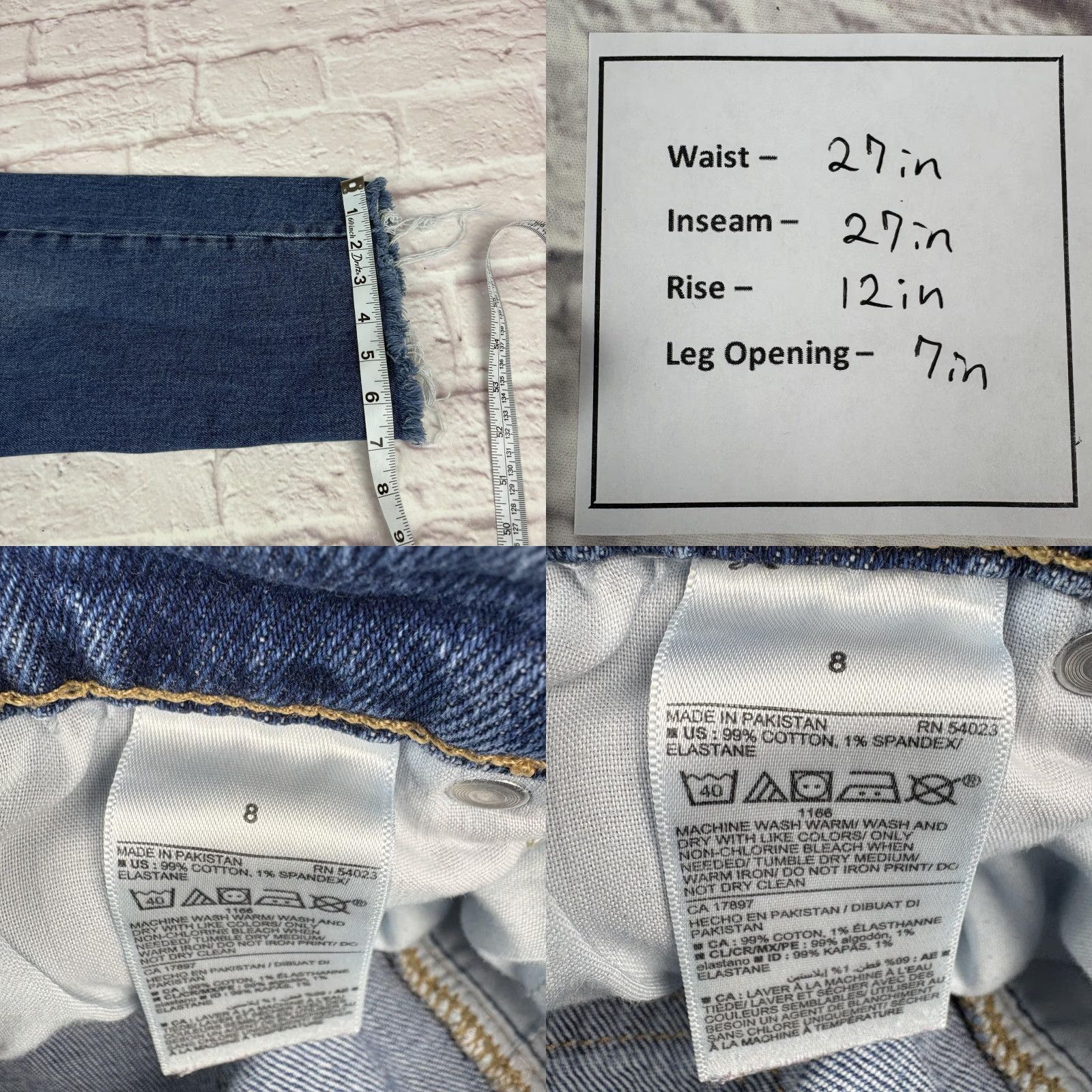 Old Navy Old Navy Jeans Womens 8 Blue Sky-Hi Straight Extra High Rise Distressed Denim Medium Blue 27 Inseam 27 In Womens Jeans Size 30" / US 8 / IT 44 - 9 Thumbnail
