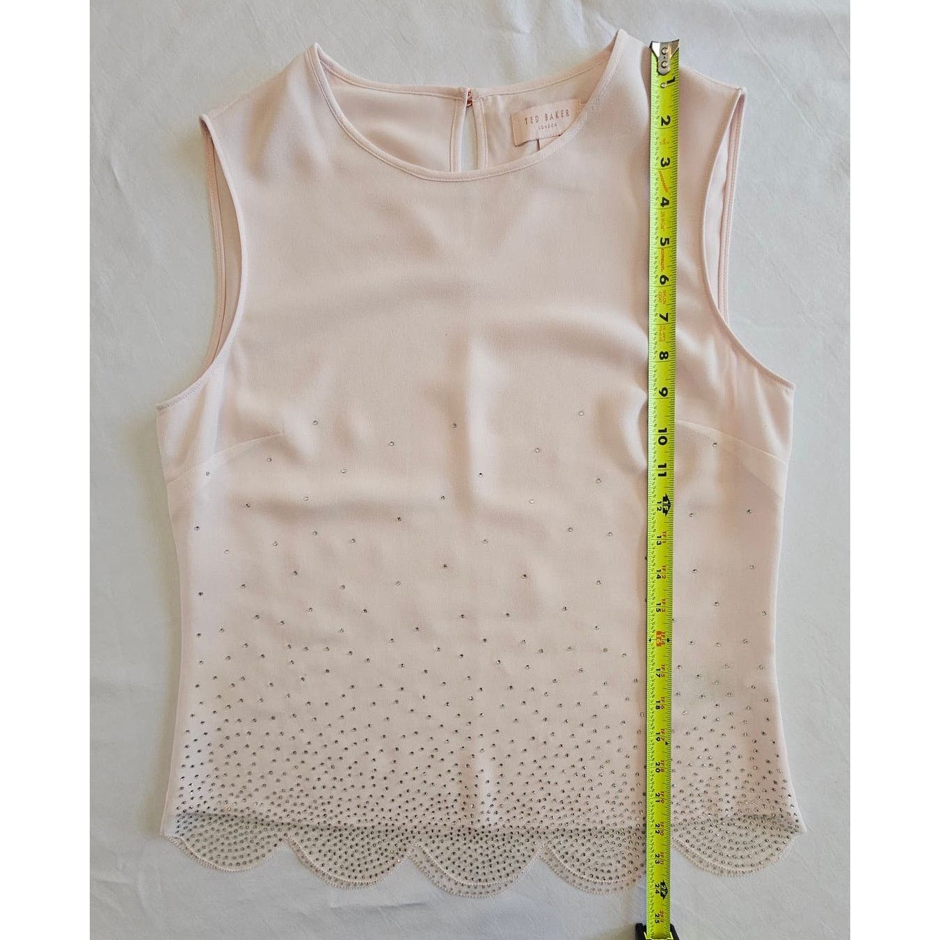 Ted Baker TED BAKER Blush Pink Rhinestones Scalloped Wyndy Tank Top 1 Size S / US 4 / IT 40 - 6 Thumbnail