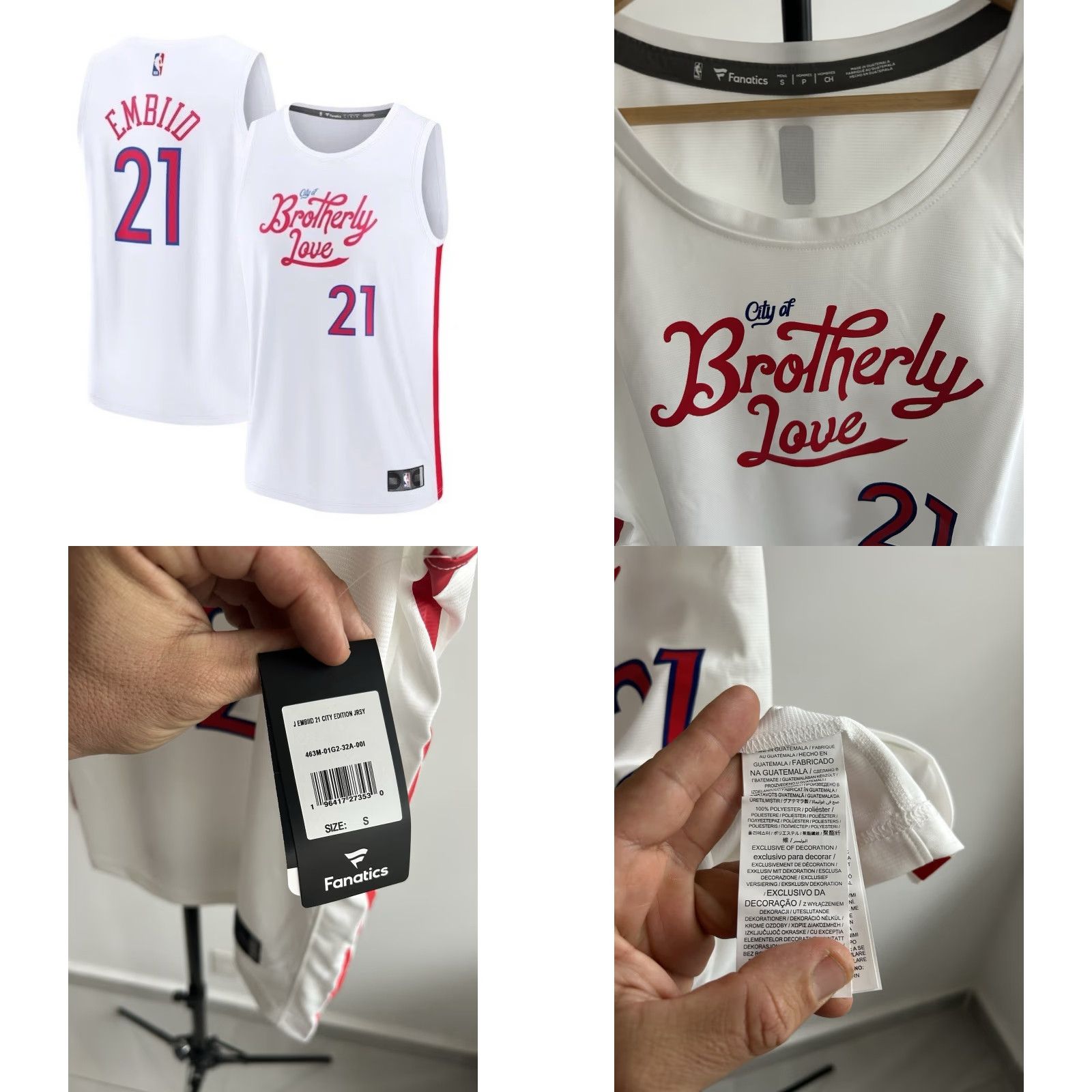 Vintage VINTAGE Fanatics Philadelphia 76ers Jersey City Edition #21 Joel Embiid Sleeveless S White Men's Regular Nike Swingman Basketball Shirt Size US S / EU 44-46 / 1 - 8 Thumbnail