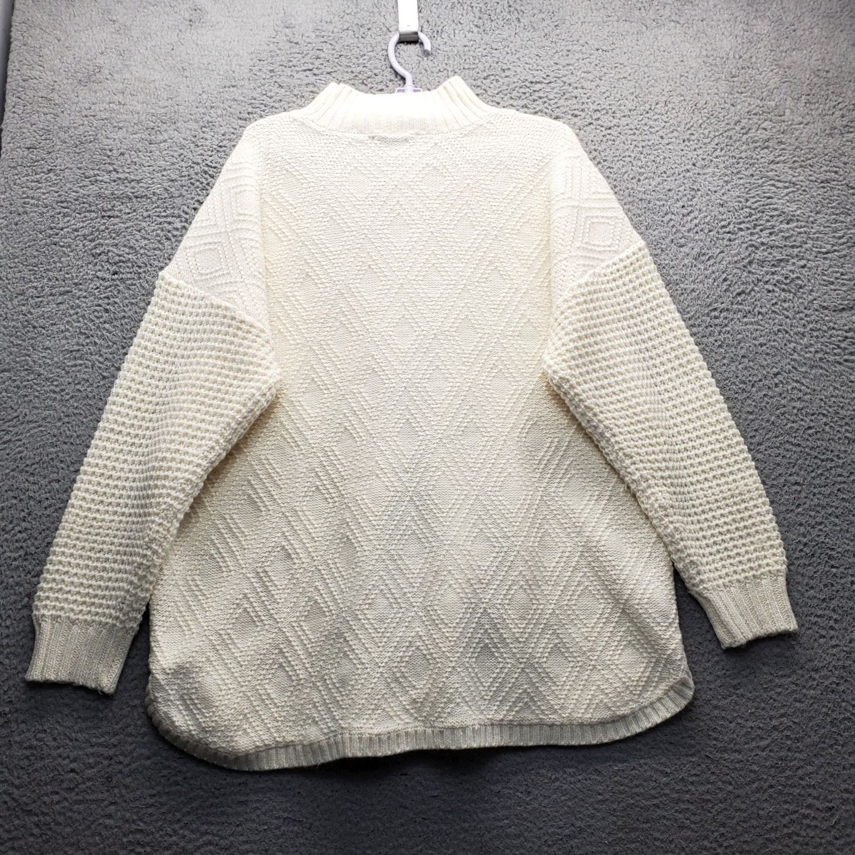 Coldwater Creek Coldwater Creek Sweater Womens 1X White Diamond Knitted Raglan Sleeve Mock Neck Size XL / US 12-14 / IT 48-50 - 2 Thumbnail