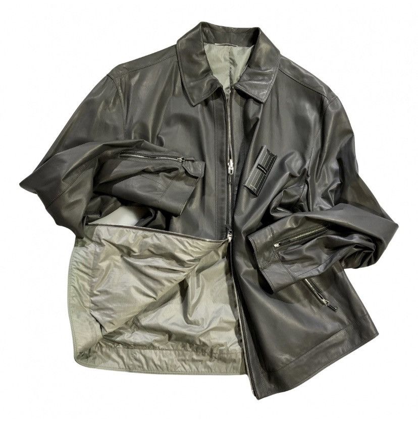Ermenegildo Zegna Zegna 🇮🇹 Black Lambskin Gray Techno Reversible bomber XXL NWT Size US XXL / EU 58 / 5 - 5 Thumbnail