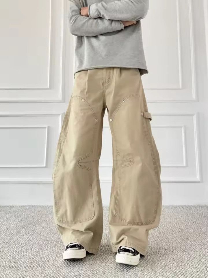 Japanese Brand Double Knee Work Pants – Wide Leg Baggy Carpenter Trousers Size US 26 / EU 42 - 2 Thumbnail