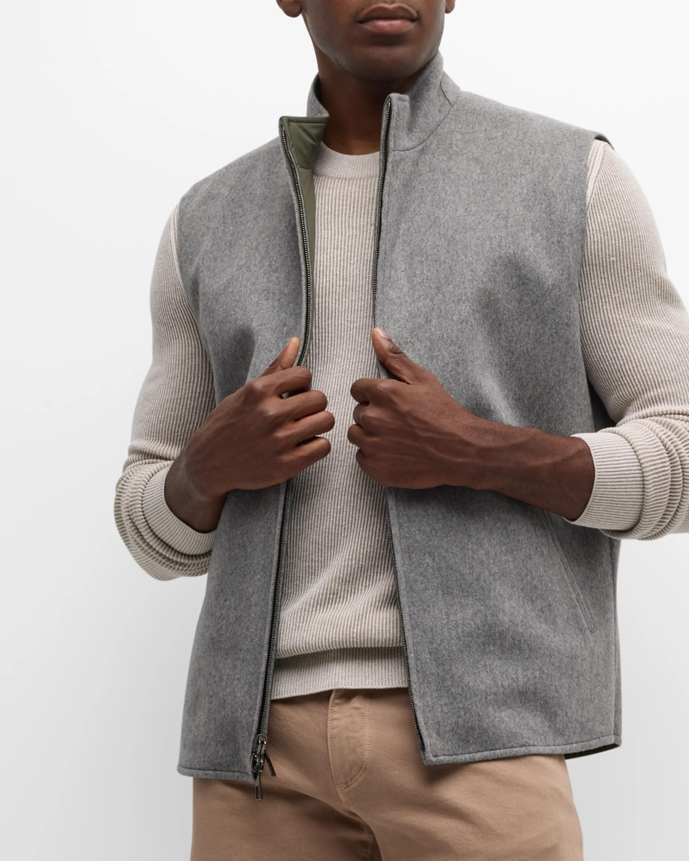 Loro Piana o1w1db10824 Reversible Marlin Vest in Olive Green Size US S / EU 44-46 / 1 - 4 Thumbnail