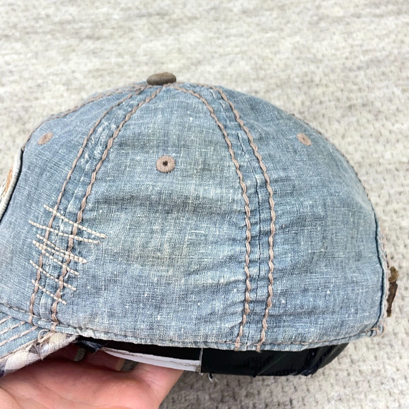 True Religion VINTAGE True Religion Hat Cap Strap Back Buddha Patch Distressed Y2K Size US 35 - 6 Thumbnail