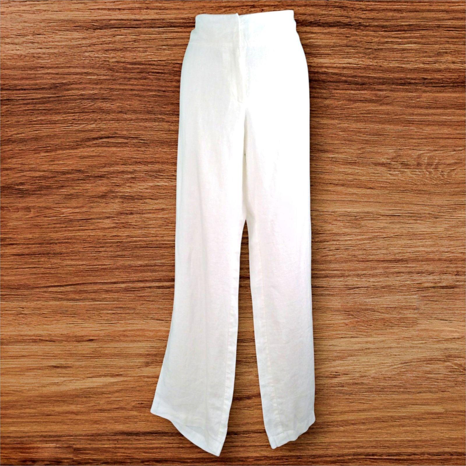 Eileen Fisher Eileen Fisher White 100% Linen Trouser Wide Leg Pant Size 38" / US 16 / IT 52 - 1 Thumbnail