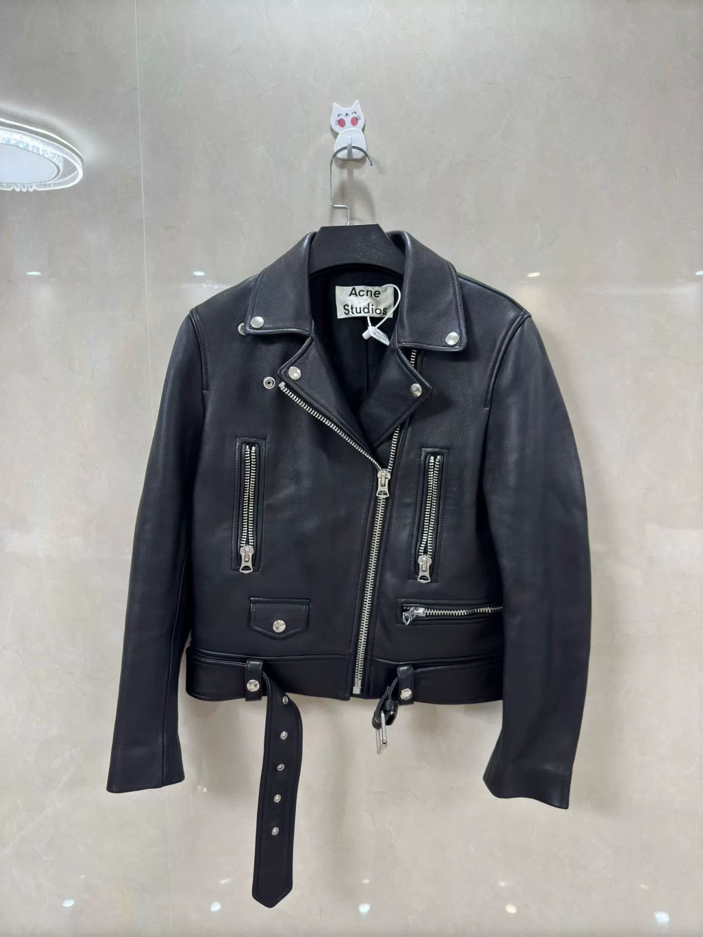 Acne Studios Acne Studios Black Motorcycle Zip Leather Jacket Size XS / US 0-2 / IT 36-38 - 1 Thumbnail