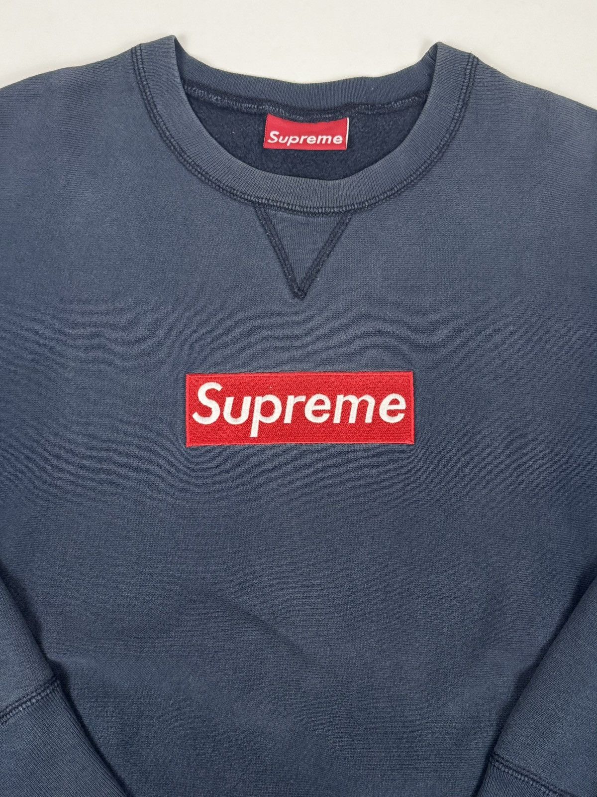 Supreme 1999 Supreme Navy on Dark Grey Box Logo Crewneck