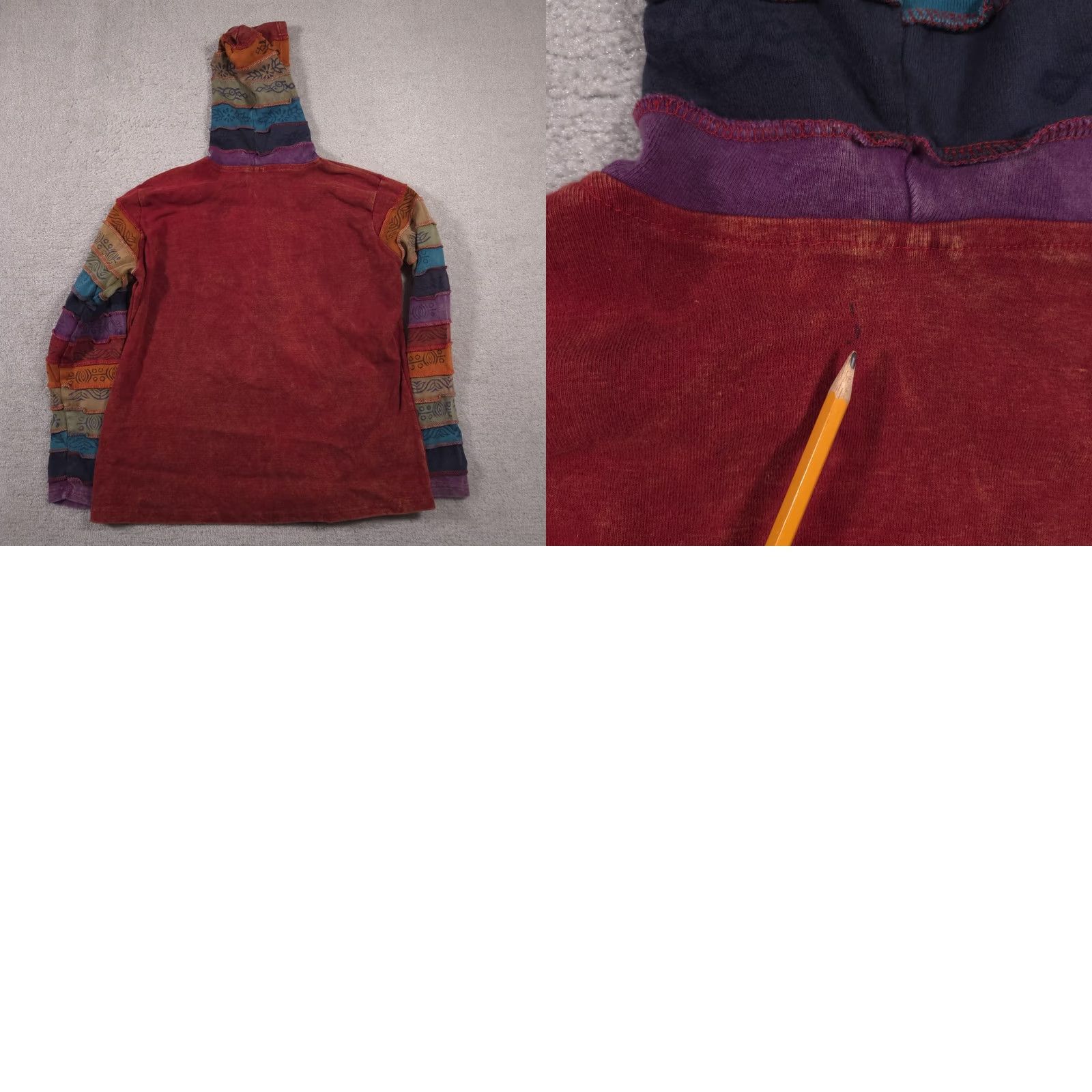 Vintage GreaterGood Network Hoodie Womens Large Red Patchwork Sun Zip Boho Hippie Multi Size L / US 10 / IT 46 - 10 Thumbnail