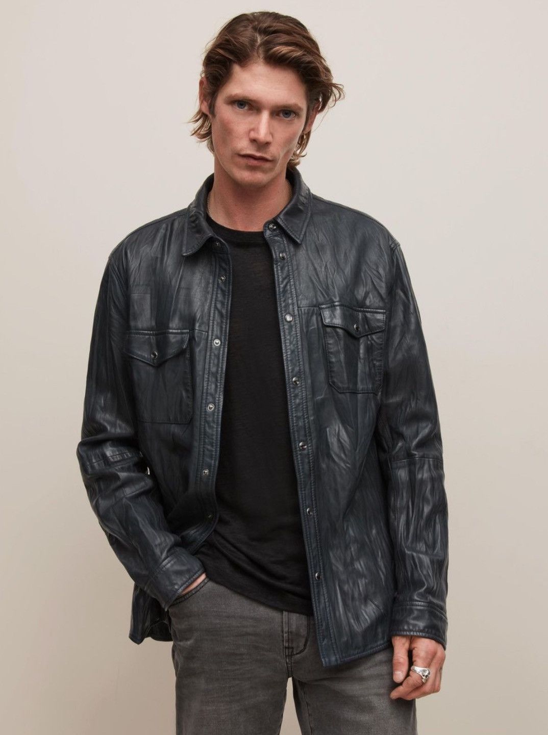 John Varvatos Lionel leather shirt jacket. Medium Size US M / EU 48-50 / 2 - 4 Thumbnail
